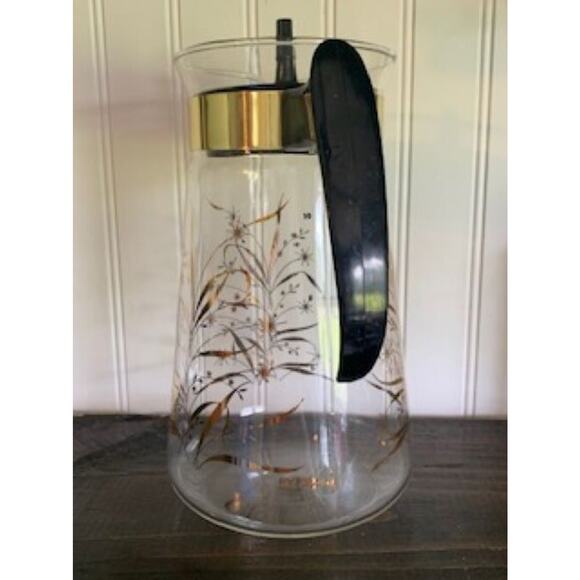 Pyrex Gold Wheat Retro 10 cup Coffee Carafe Vintage MCM - Picture 3 of 10